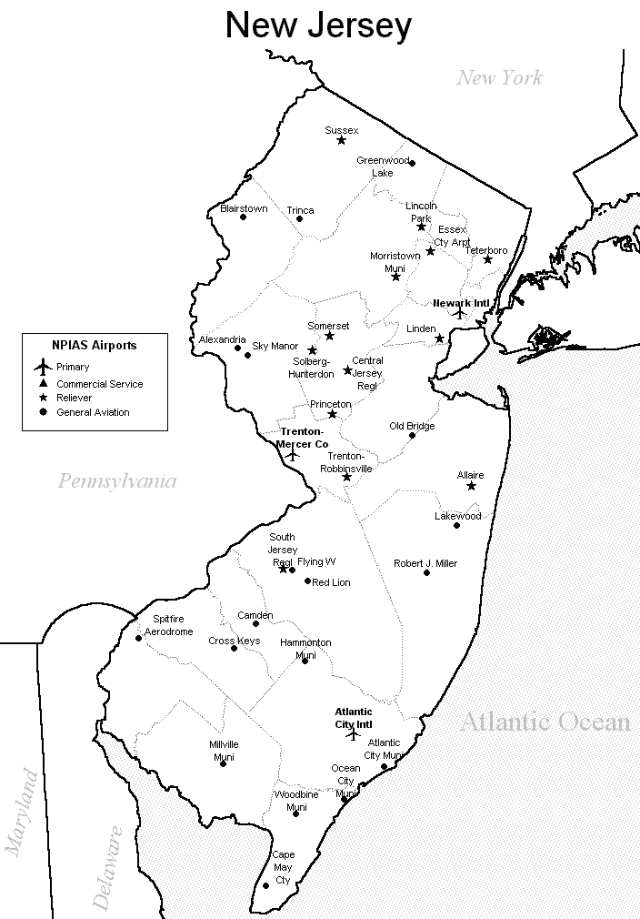 New Jersey airport map